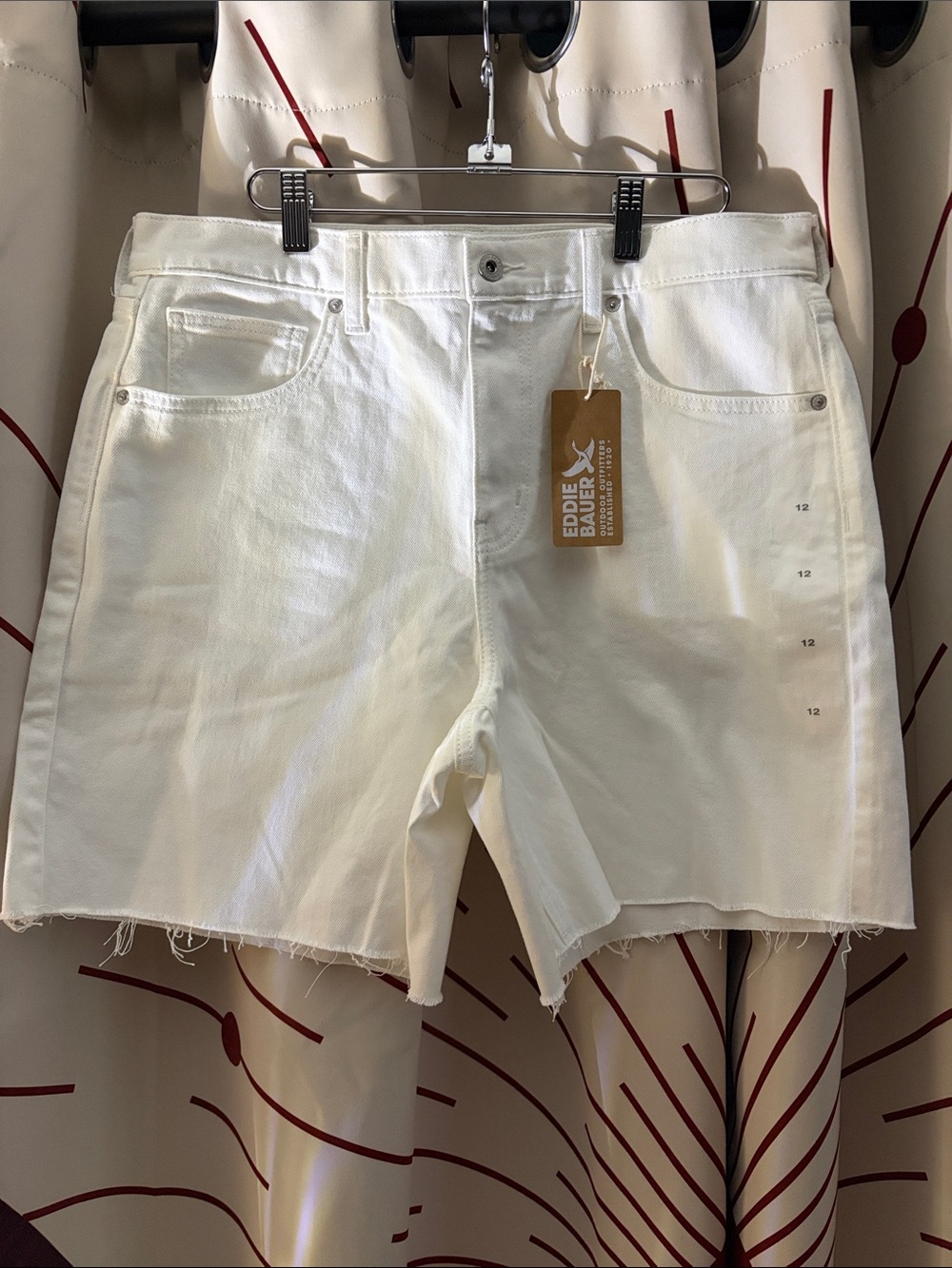 Eddie Bauer White Raw-Hem Denim Shorts